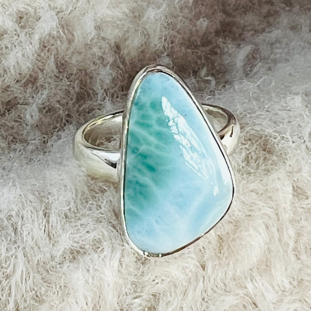 Inel ajustabil cu piatra larimar din argint model 8, pietre semipretioase - druzy.ro 1 