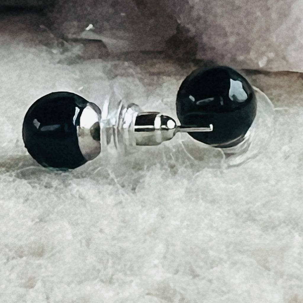 Cercei stud sfere obsidian 8 mm, pietre semipretioase - druzy.ro 2 