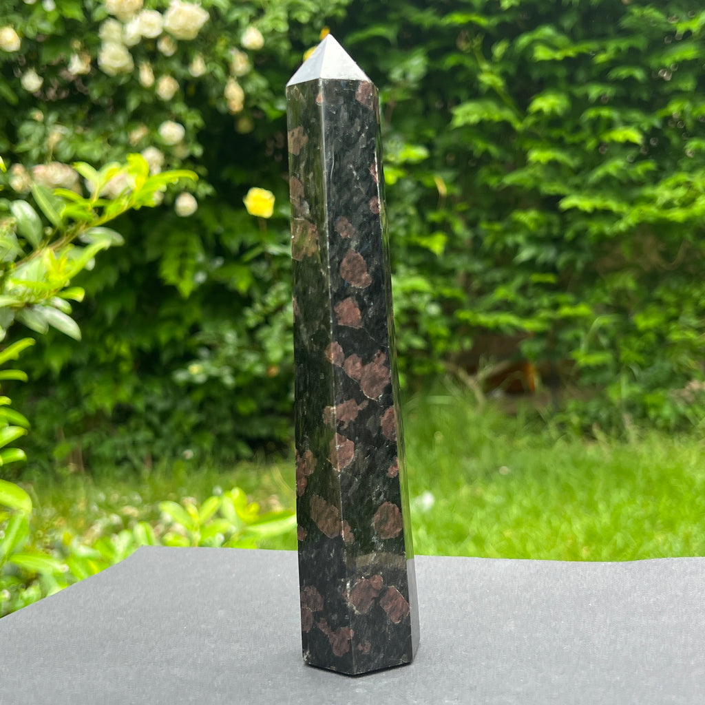 Obelisc turmalina neagra cu granat model 23, pietre semipretioase - druzy.ro 2 