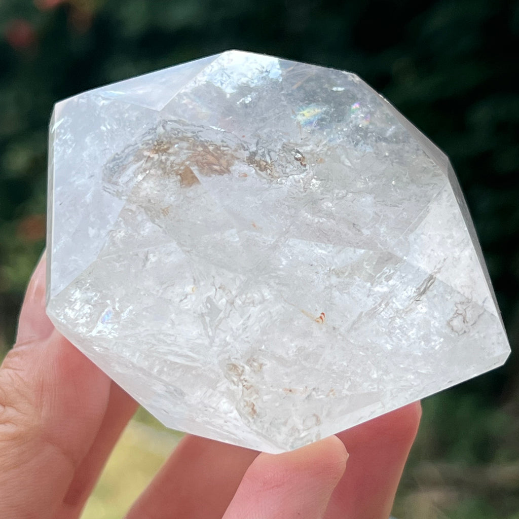 Cuart curcubeu forma diamant caliate extra, cristal de stanca/cuart incolor m5, druzy.ro, cristale 7