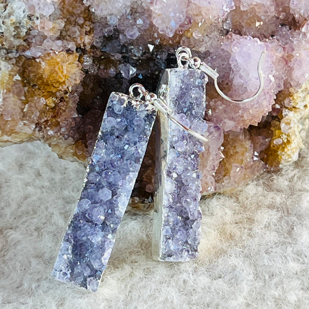 Cercei felii agat druzy placati cu argint din Brazilia model 2, druzy.ro, cristale 1
