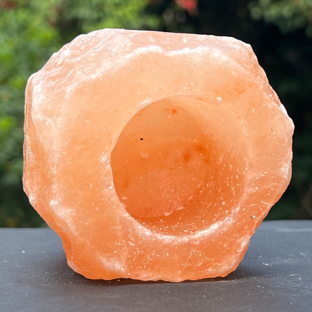 Suport lumanare portocaliu sare de Himalaya, druzy.ro, cristale 2