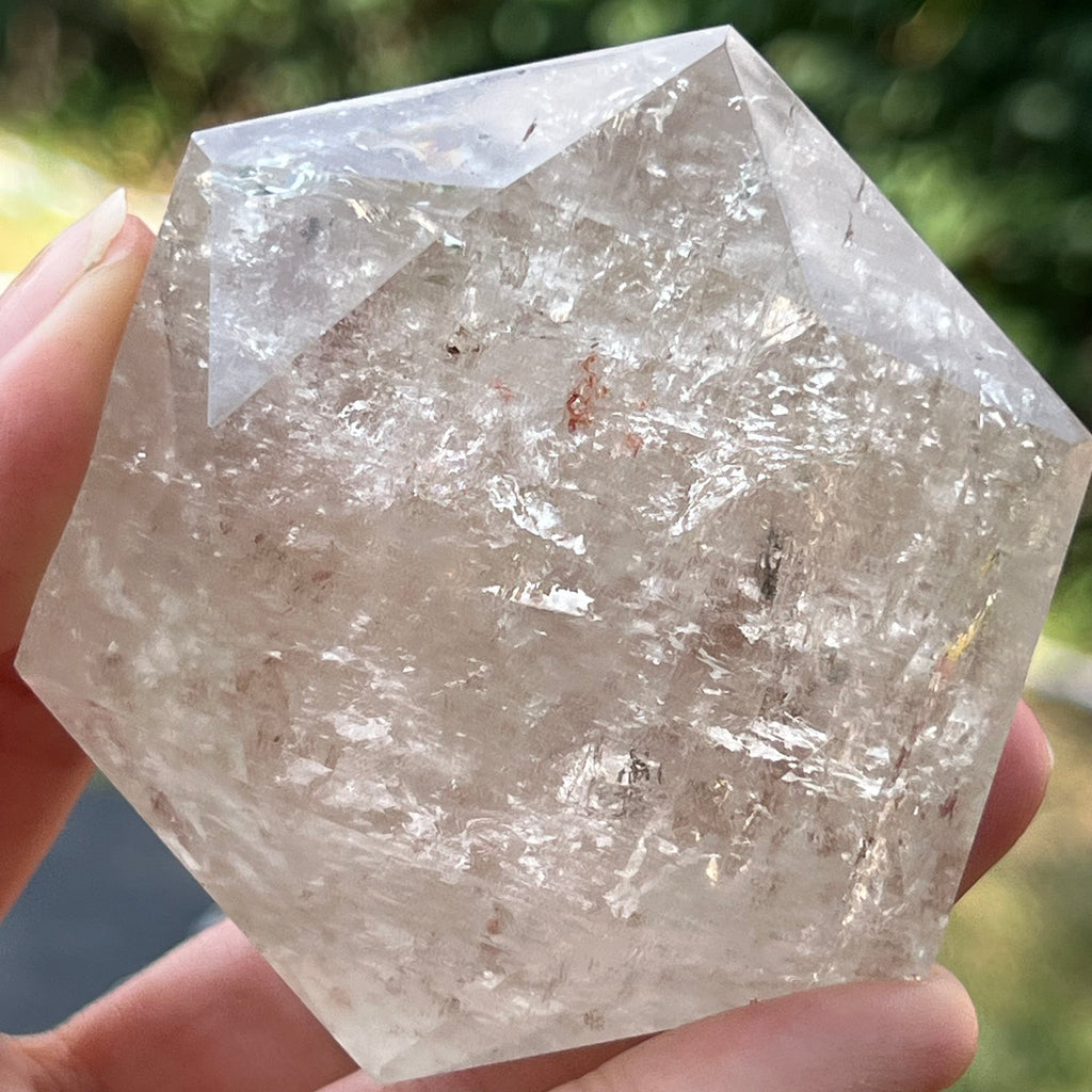Cuart curcubeu forma diamant cristal de stanca/cuart incolor m1, druzy.ro, cristale 3