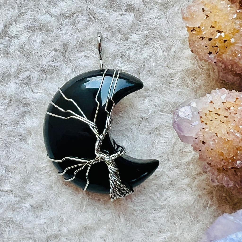 Pandantiv obsidian luna "Tree of life", druzy.ro, cristale 2