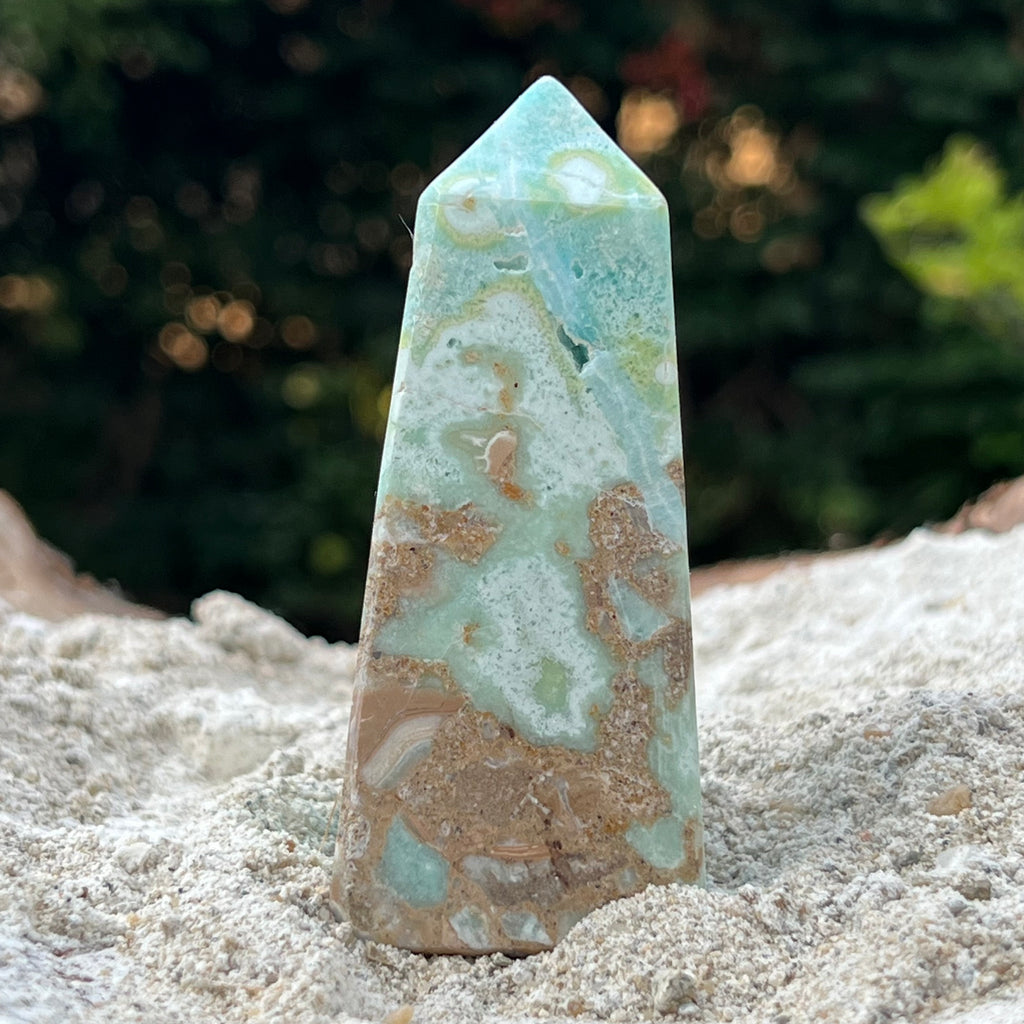 Turn/obelisc aragonit albastru m5, druzy.ro, cristale 4