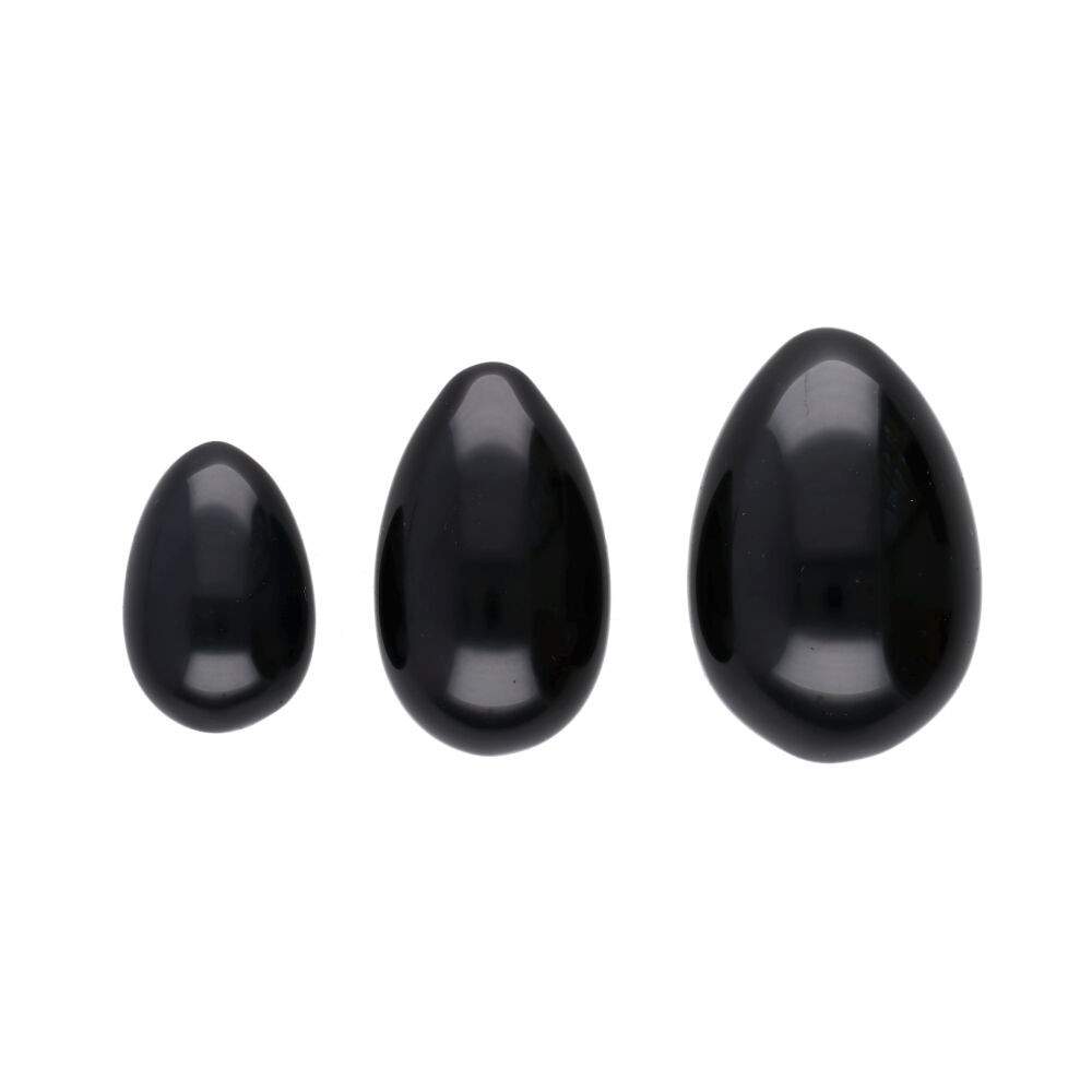 Oua Yoni din obsidian - Set 3 bucati, pietre semipretioase - druzy.ro 1 